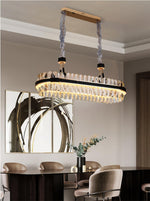 Lladró Black Leather Led Crystal Chandelier- Round/Rectangle - Reflect Lighting