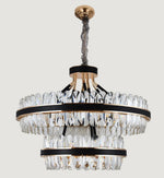 Lladró Black Leather Led Crystal Chandelier- Round/Rectangle - Reflect Lighting