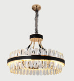 Lladró Black Leather Led Crystal Chandelier- Round/Rectangle - Reflect Lighting