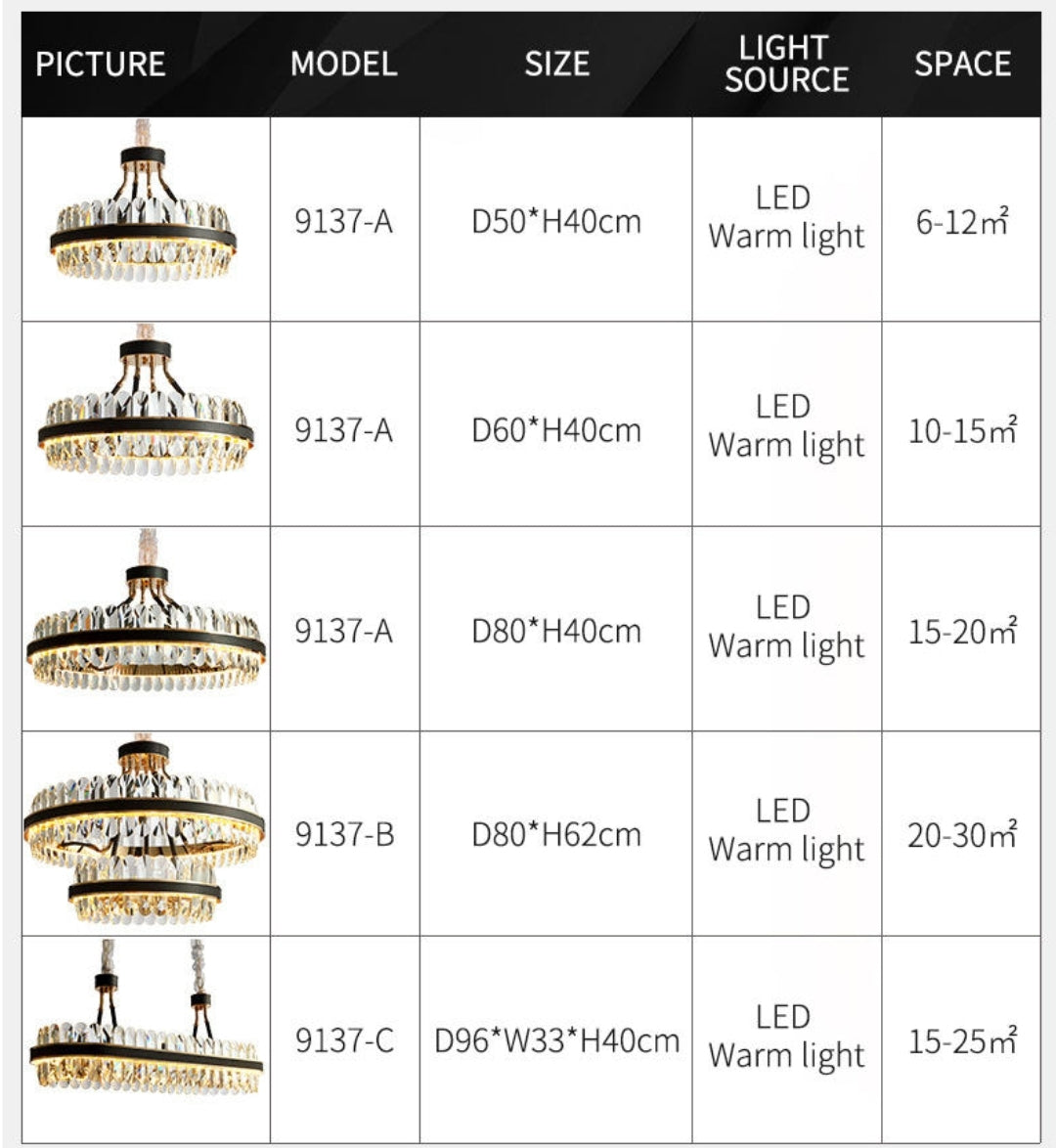 Lladró Black Leather Led Crystal Chandelier- Round/Rectangle - Reflect Lighting