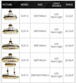 Lladró Black Leather Led Crystal Chandelier- Round/Rectangle - Reflect Lighting