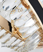 Lladró Black Leather Led Crystal Chandelier- Round/Rectangle - Reflect Lighting