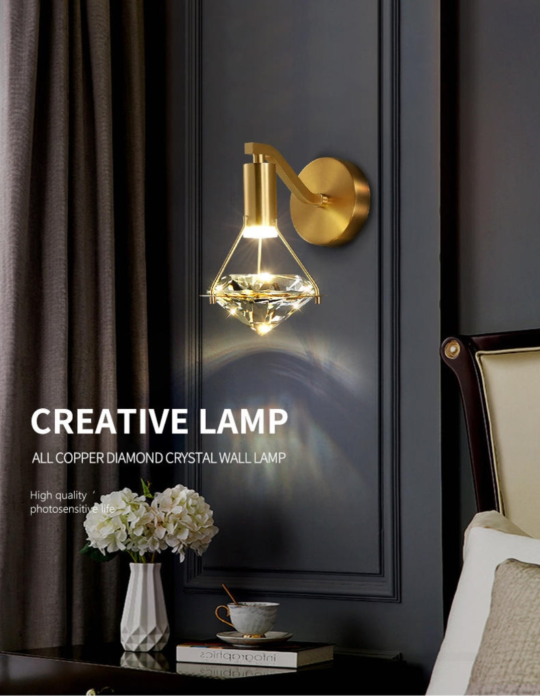 Gold Crystal Diamond Wall lamp - Reflect Lighting