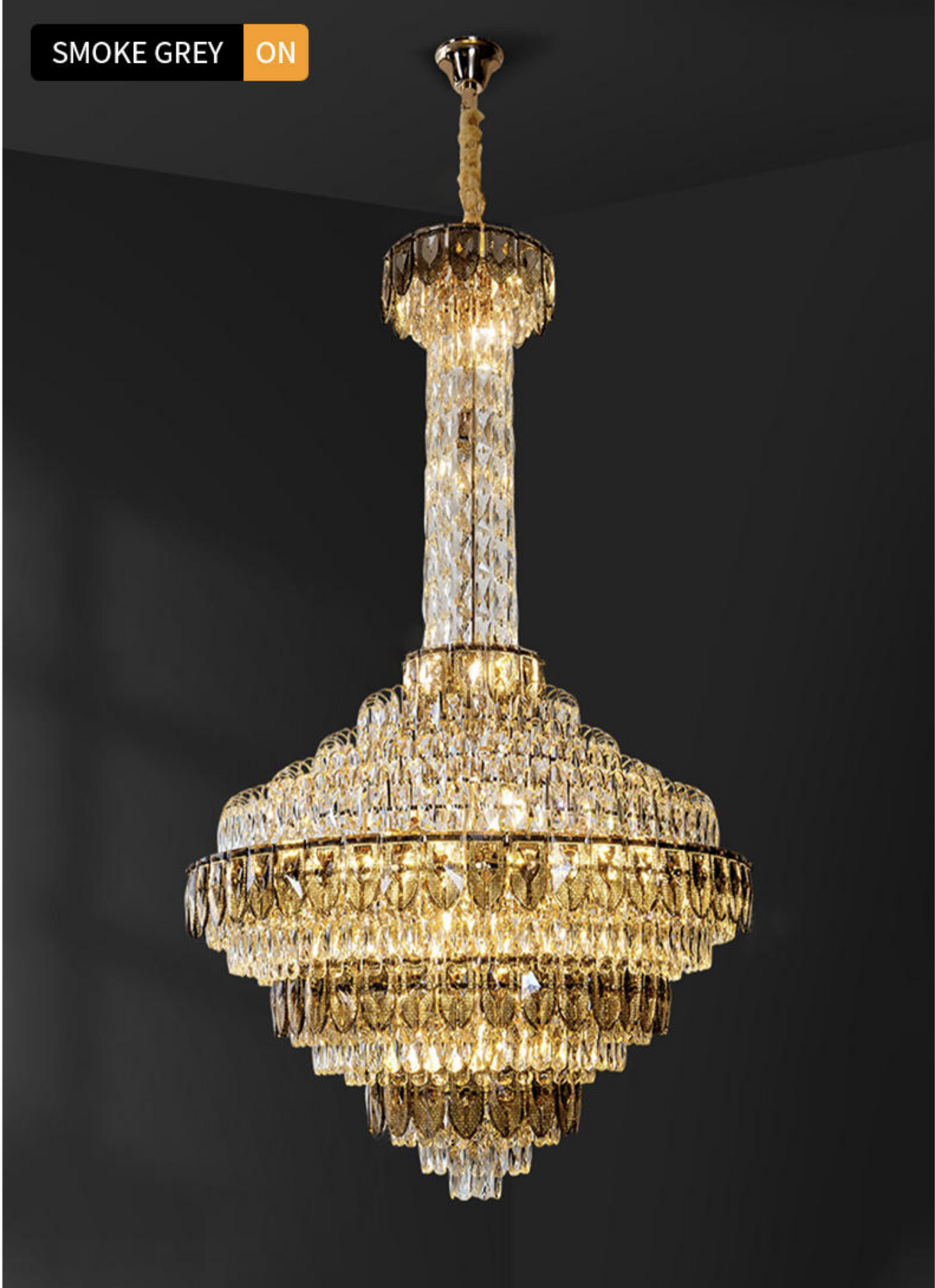 Atticus Xan Crystal Chandelier- Smokey Grey/ Amber/ Colourful Shell - Reflect Lighting
