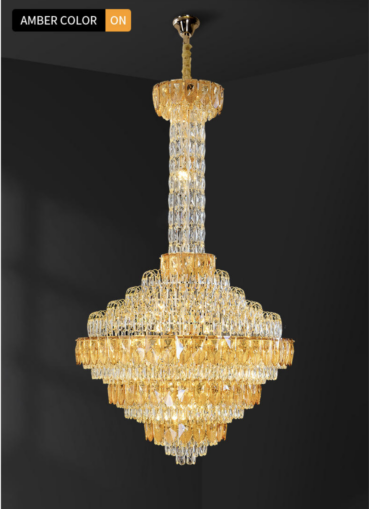 Atticus Xan Crystal Chandelier- Smokey Grey/ Amber/ Colourful Shell - Reflect Lighting