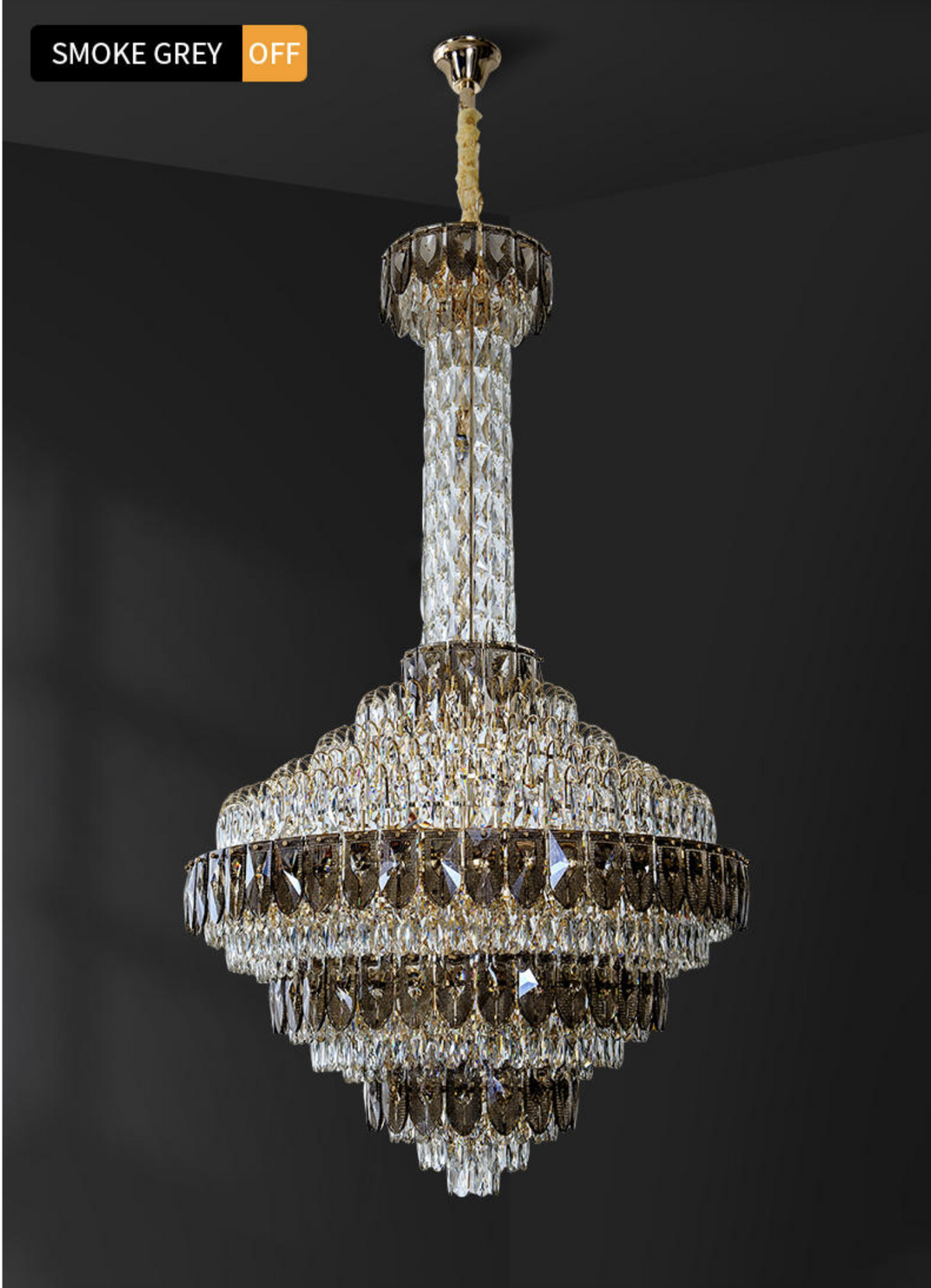 Atticus Xan Crystal Chandelier- Smokey Grey/ Amber/ Colourful Shell - Reflect Lighting