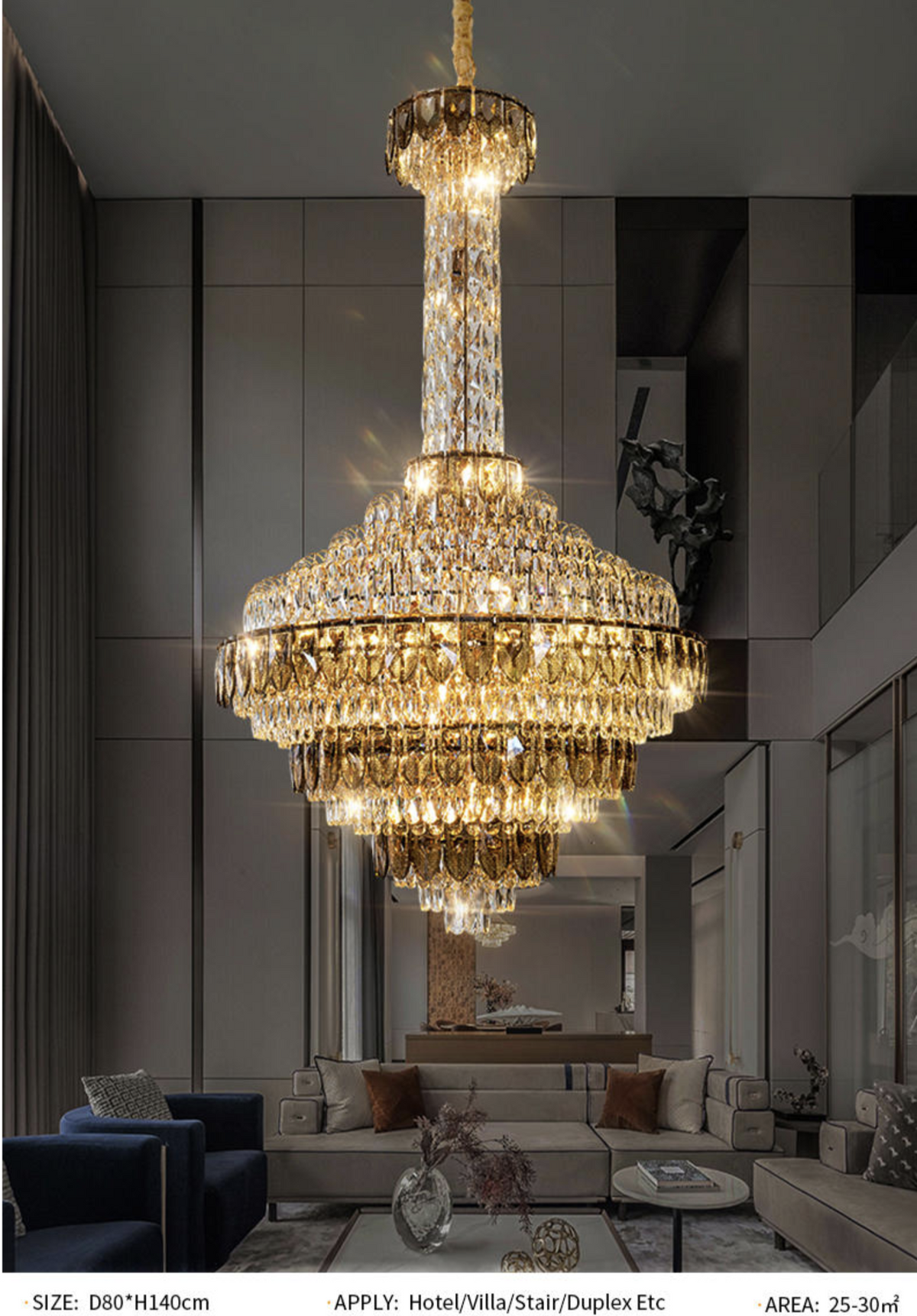 Atticus Xan Crystal Chandelier- Smokey Grey/ Amber/ Colourful Shell - Reflect Lighting