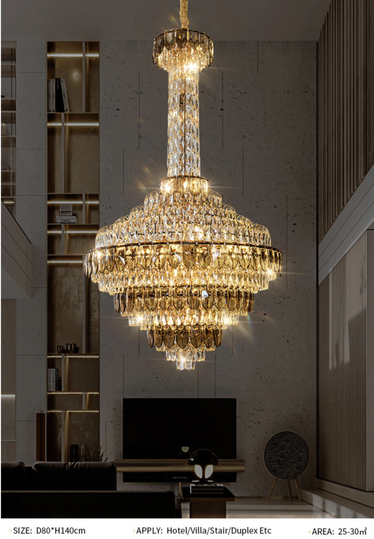 Atticus Xan Crystal Chandelier- Smokey Grey/ Amber/ Colourful Shell - Reflect Lighting