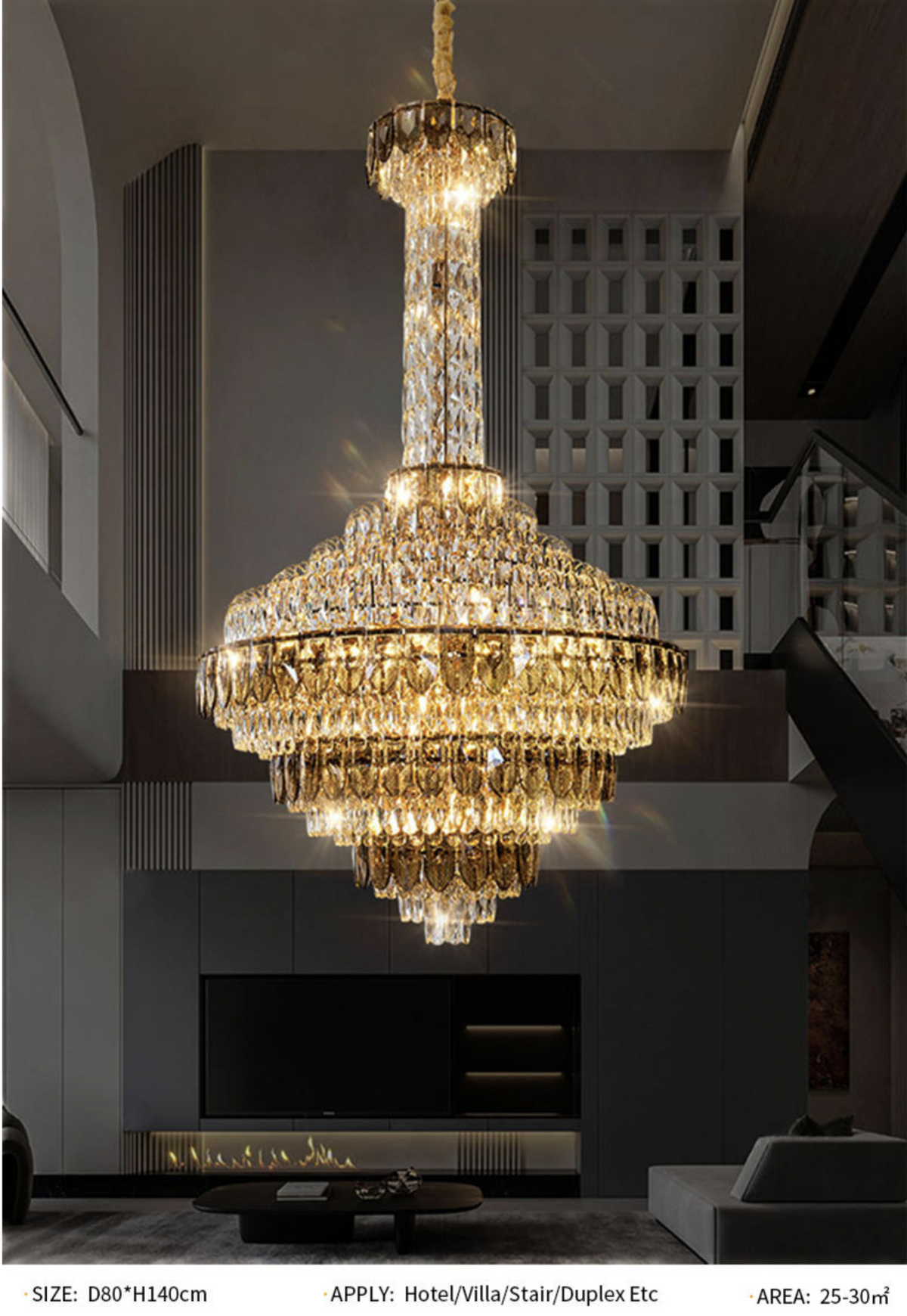 Atticus Xan Crystal Chandelier- Smokey Grey/ Amber/ Colourful Shell - Reflect Lighting