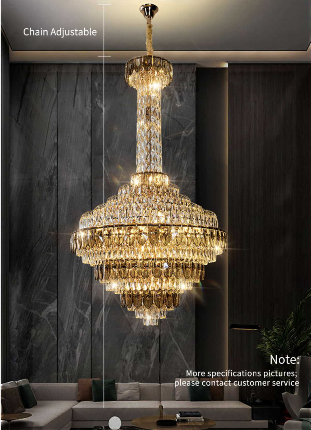 Atticus Xan Crystal Chandelier- Smokey Grey/ Amber/ Colourful Shell - Reflect Lighting