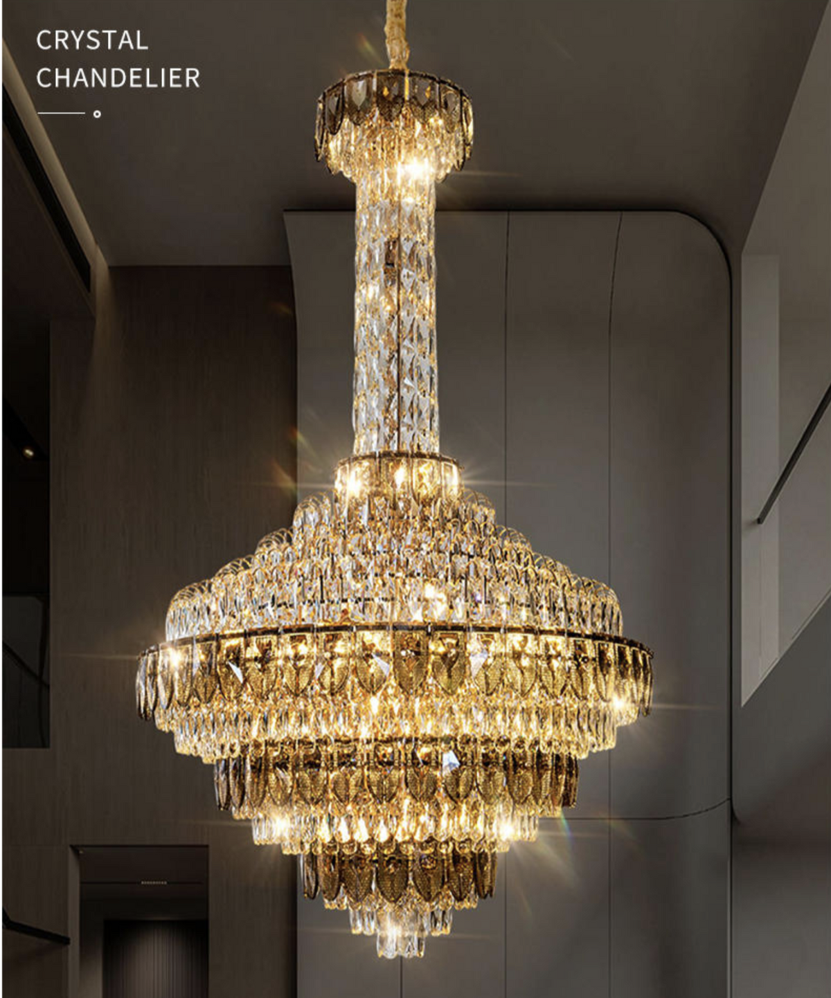 Atticus Xan Crystal Chandelier- Smokey Grey/ Amber/ Colourful Shell - Reflect Lighting
