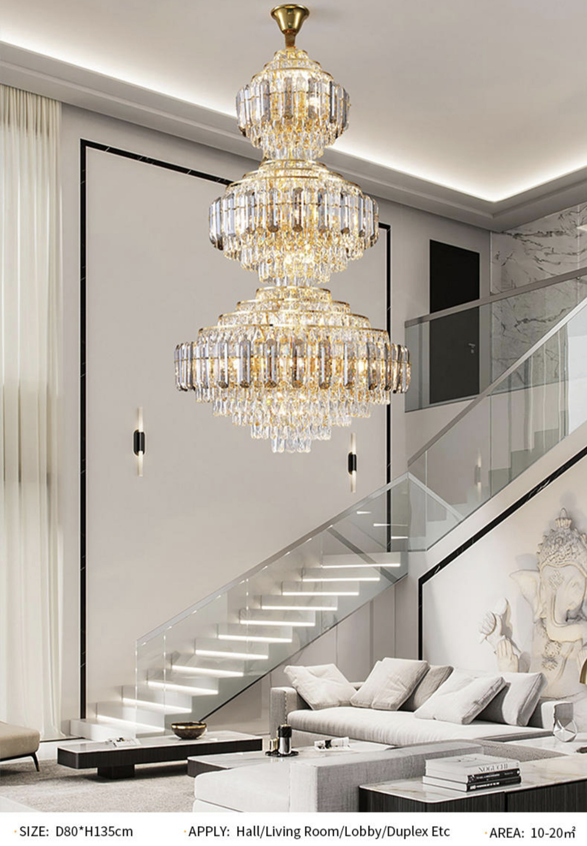 Hammons Gold Crystal Large Chandelier - Reflect Lighting