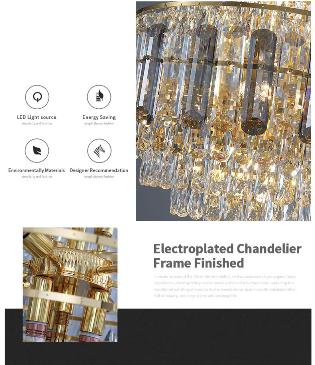 Hammons Gold Crystal Large Chandelier - Reflect Lighting