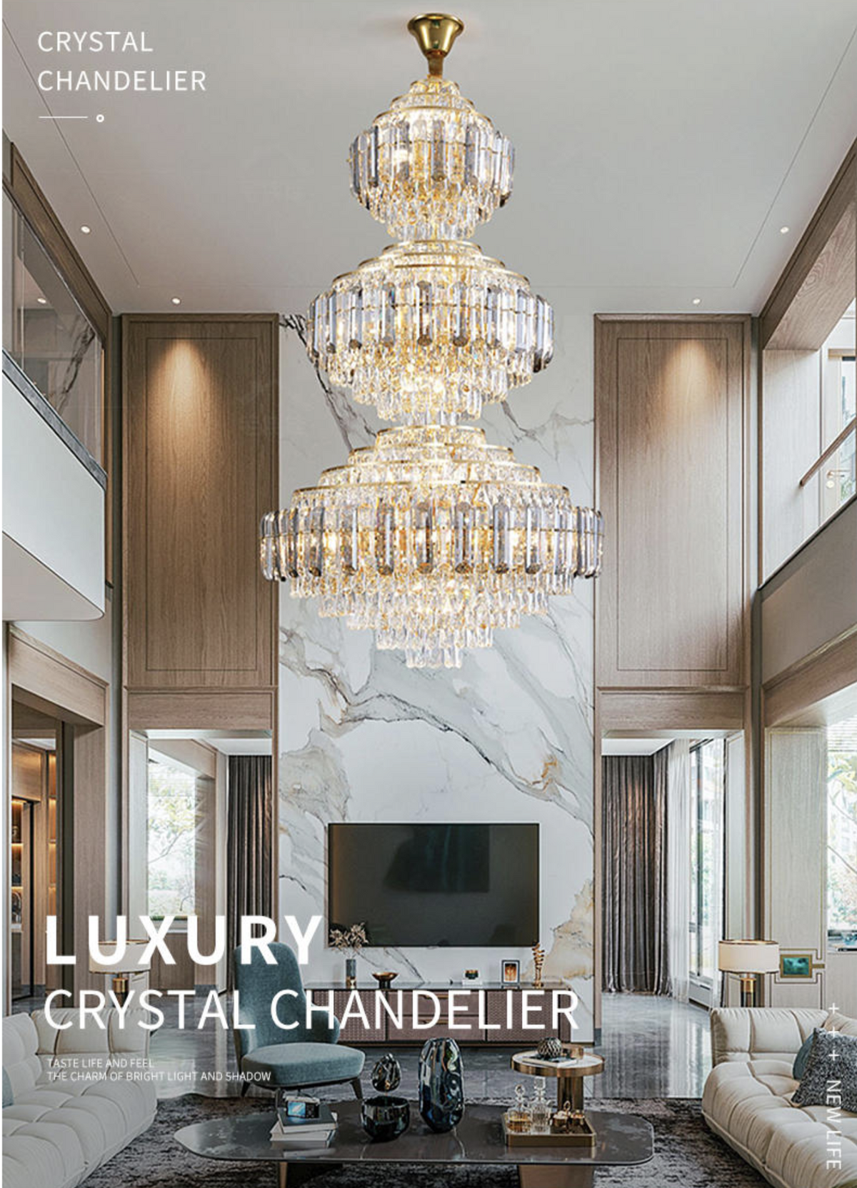 Hammons Gold Crystal Large Chandelier - Reflect Lighting