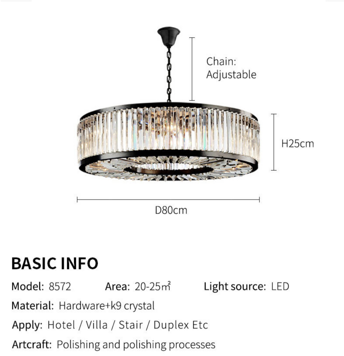 Kaela Bellavia Black Crystal Chandelier- Round/ Rectangular - Reflect Lighting