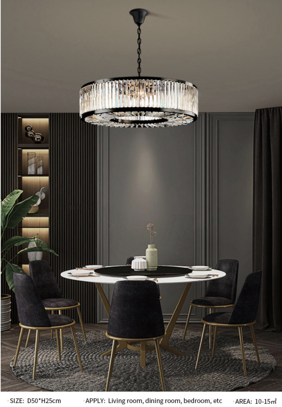 Kaela Bellavia Black Crystal Chandelier- Round/ Rectangular - Reflect Lighting