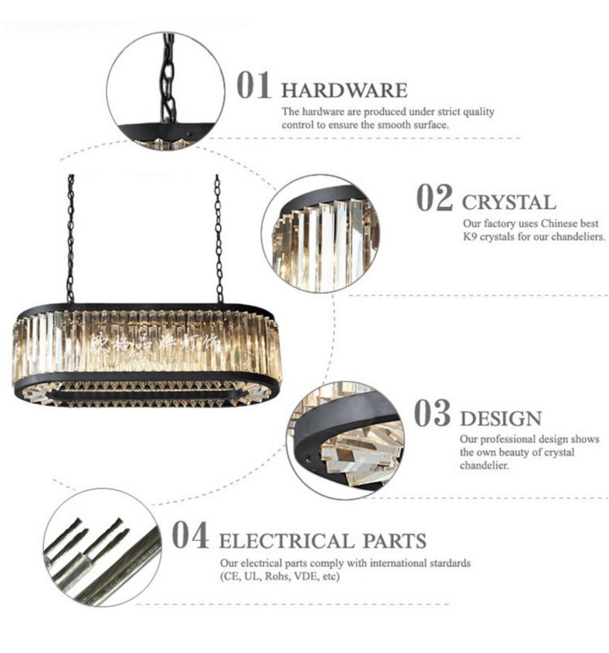 Kaela Bellavia Black Crystal Chandelier- Round/ Rectangular - Reflect Lighting