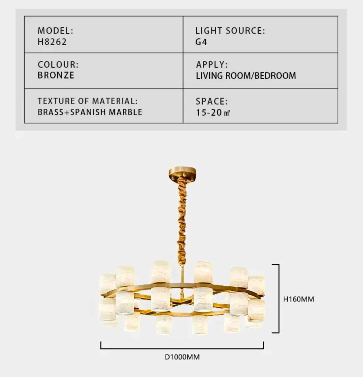 Addae Brass Marble Chandelier