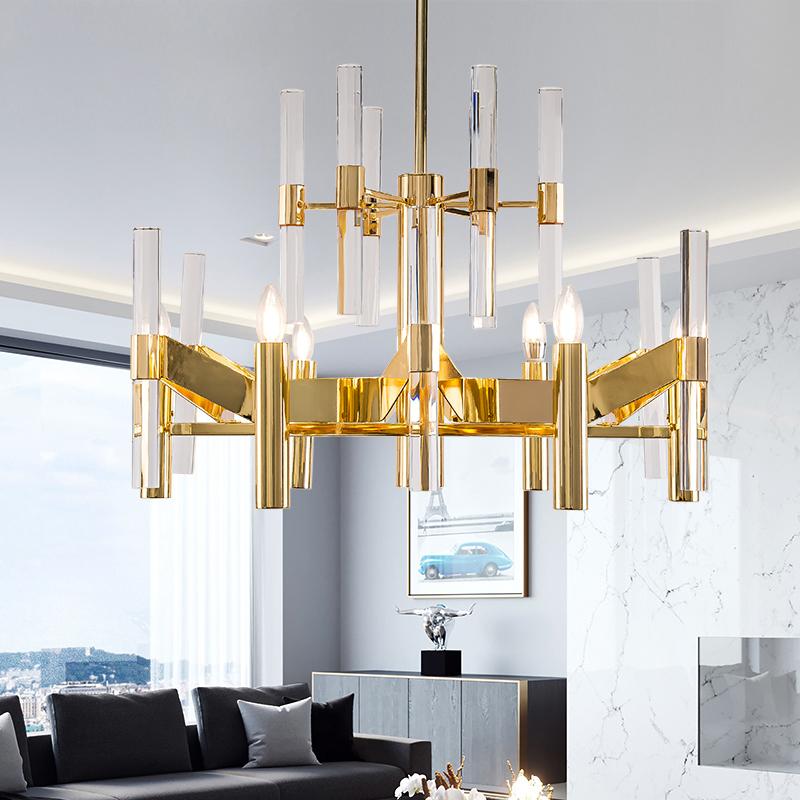 Gold Candlestick Crystal Chandelier