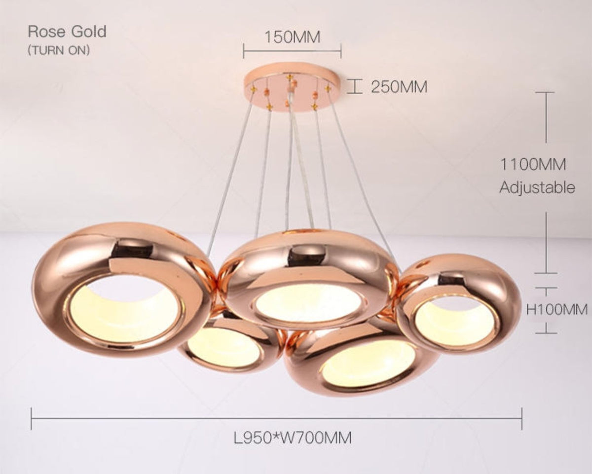 Oval Chandelier-Rose Gold & Black - Reflect Lighting