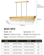 Ajaz Boody Rectangular Crystal chandelier-Gold/Silver/Black