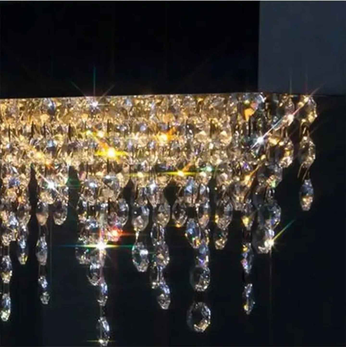 Ajaz Boody Rectangular Crystal chandelier-Gold/Silver/Black
