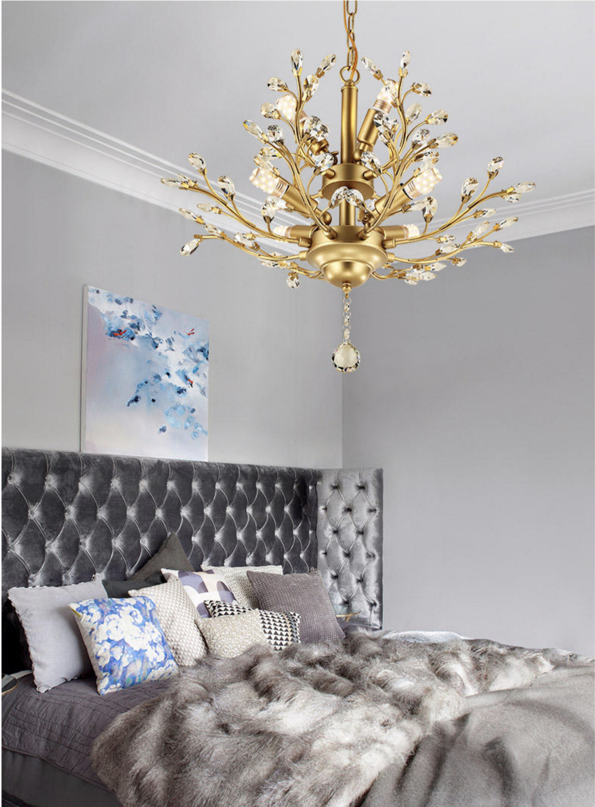 Luiza Kwok Burroughs Gold Crystal Chandelier