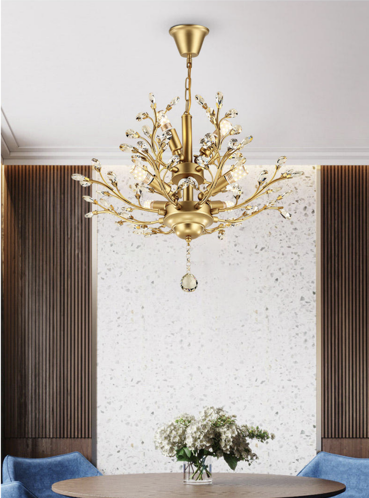 Luiza Kwok Burroughs Gold Crystal Chandelier