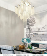 Iron Large Long Metal Chandelier-Gold/Chrome