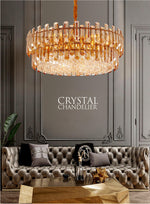 Maurice Amber/Smokey Grey Crystal Chandelier-Round/Rectangle - Reflect Lighting