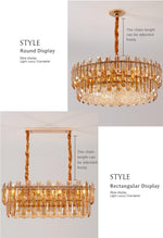 Maurice Amber/Smokey Grey Crystal Chandelier-Round/Rectangle - Reflect Lighting