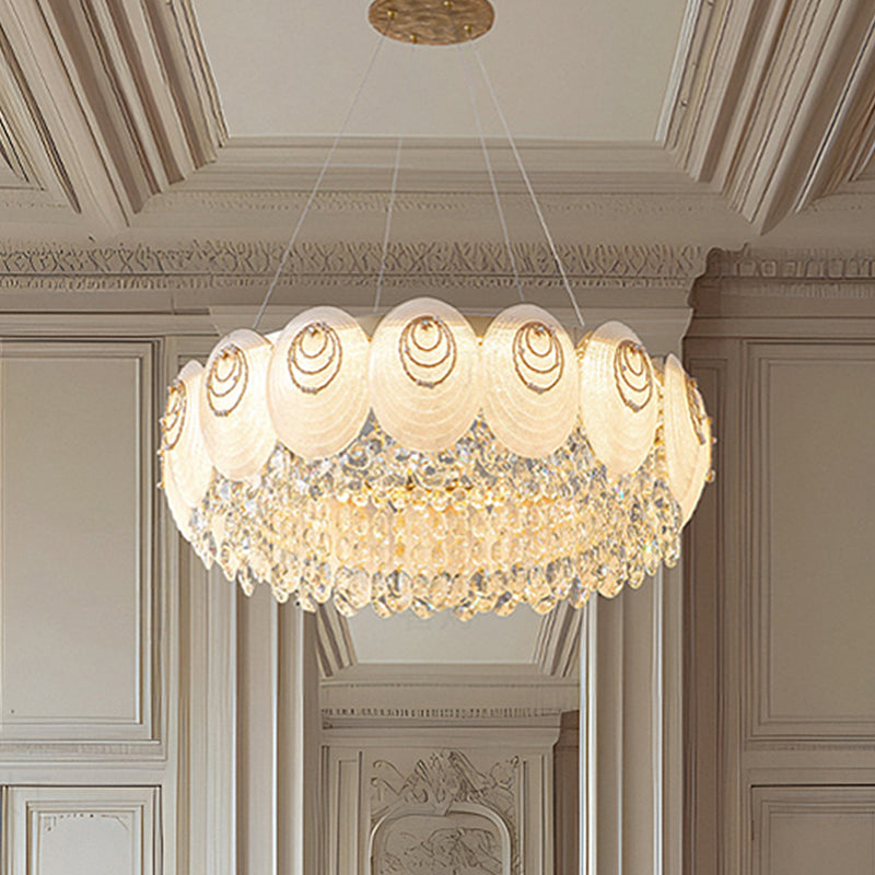 Aziria Golden Shell Crystal Chandelier-Round/Rectangular