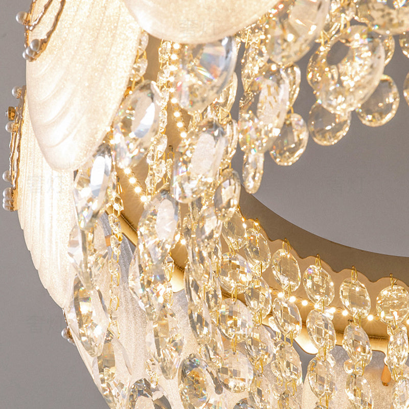 Aziria Golden Shell Crystal Chandelier-Round/Rectangular