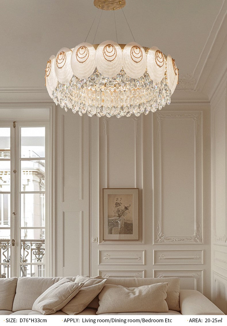 Aziria Golden Shell Crystal Chandelier-Round/Rectangular