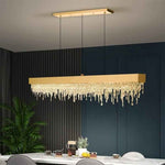 Ajaz Boody Rectangular Crystal chandelier-Gold/Silver/Black