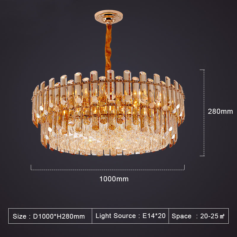 Maurice Amber/Smokey Grey Crystal Chandelier-Round/Rectangle - Reflect Lighting