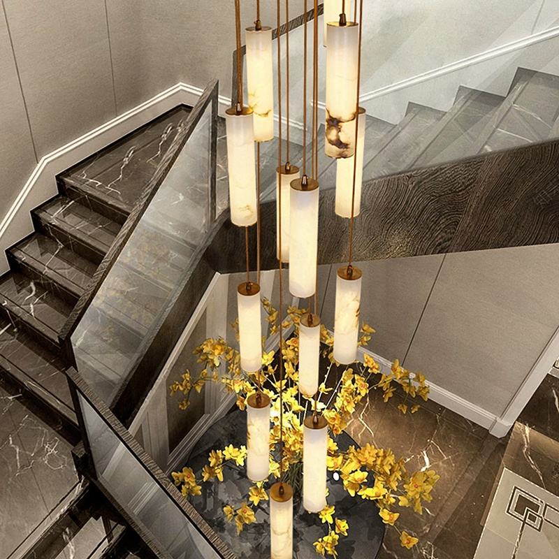 Kiska Marble Copper Staircase Chandelier