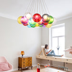 Glass Led Lights Chandelier- Multicolored/Clear