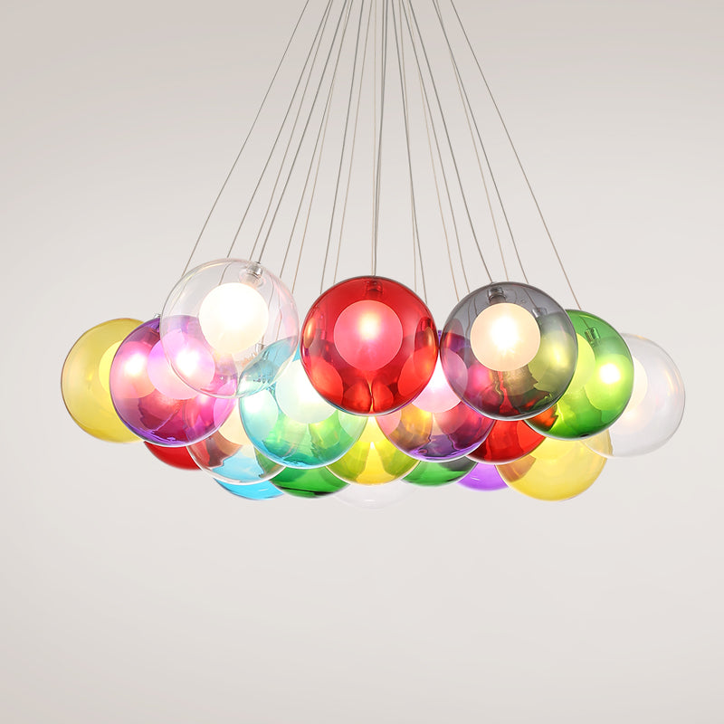 Glass Led Lights Chandelier- Multicolored/Clear