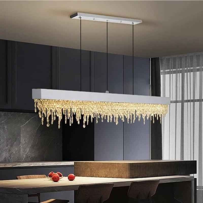 Ajaz Boody Rectangular Crystal chandelier-Gold/Silver/Black