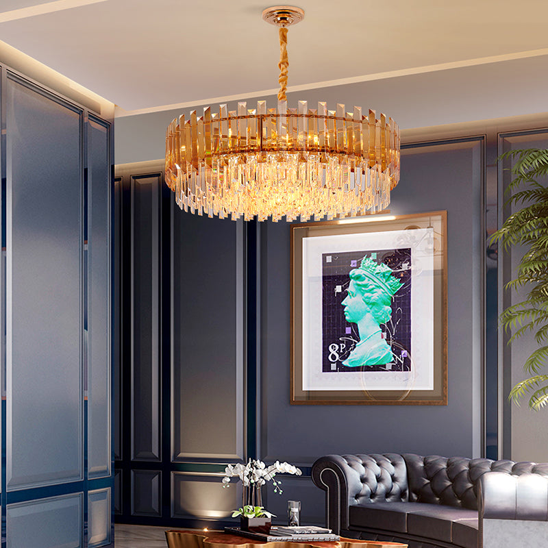 Maurice Amber/Smokey Grey Crystal Chandelier-Round/Rectangle - Reflect Lighting