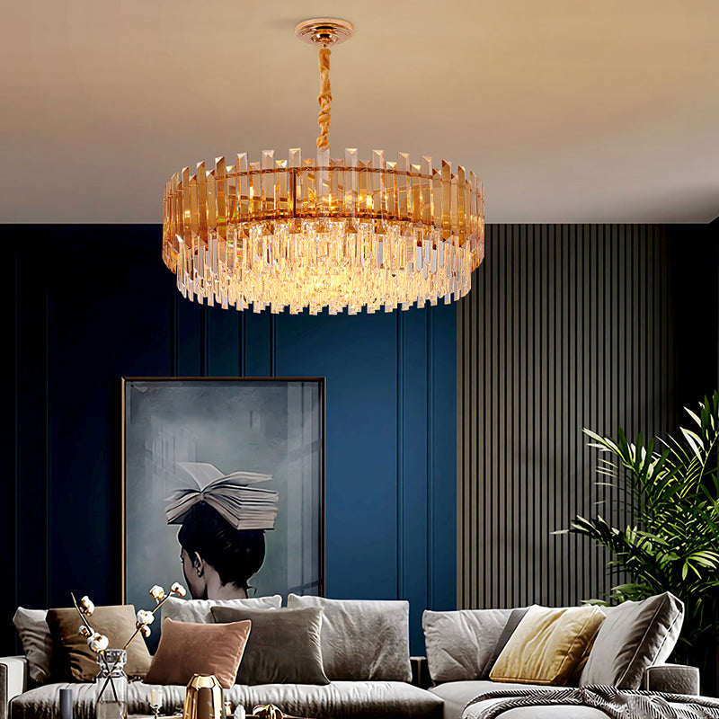 Maurice Amber/Smokey Grey Crystal Chandelier-Round/Rectangle - Reflect Lighting