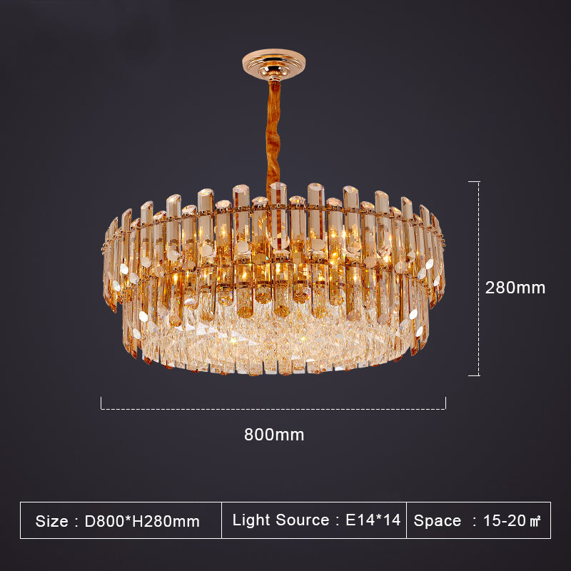 Maurice Amber/Smokey Grey Crystal Chandelier-Round/Rectangle - Reflect Lighting