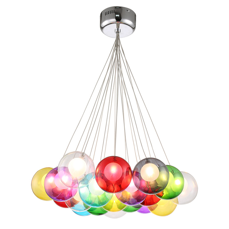 Glass Led Lights Chandelier- Multicolored/Clear