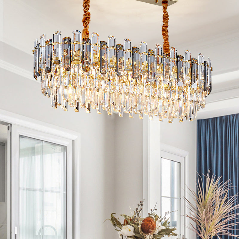 Nina Smoke Grey Frosted Crystal Chandelier - Round/Rectangle - Reflect Lighting