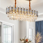 Nina Smoke Grey Frosted Crystal Chandelier - Round/Rectangle - Reflect Lighting
