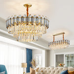 Nina Smoke Grey Frosted Crystal Chandelier - Round/Rectangle - Reflect Lighting