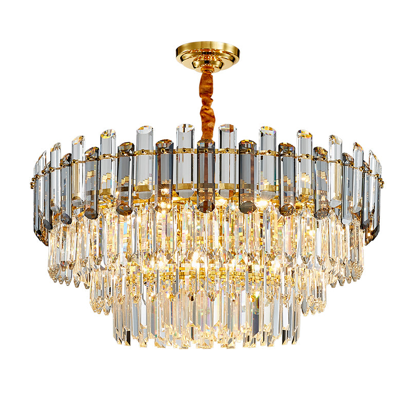 Nina Smoke Grey Frosted Crystal Chandelier - Round/Rectangle - Reflect Lighting