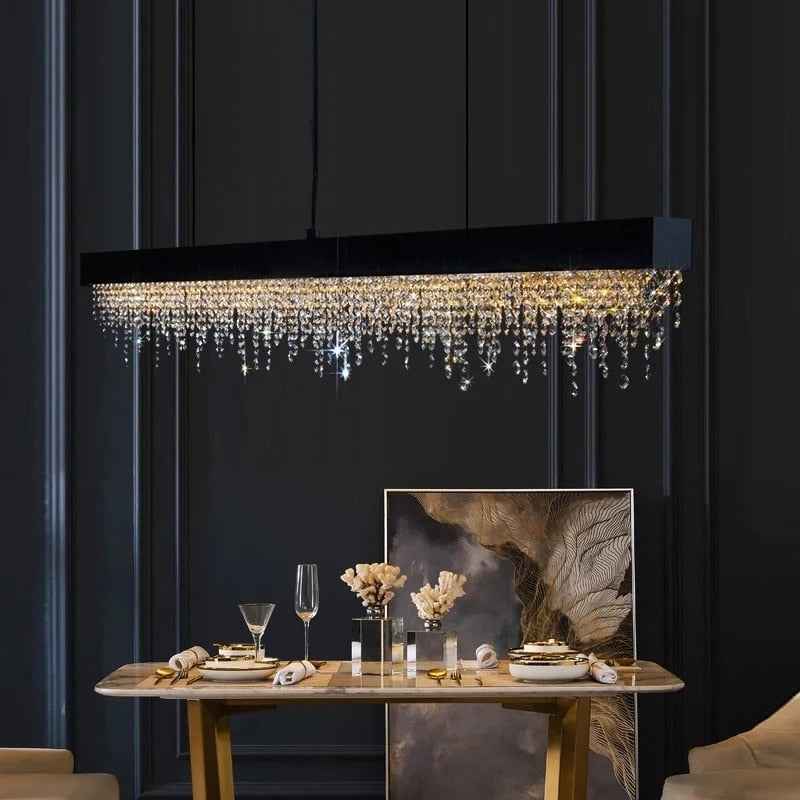 Ajaz Boody Rectangular Crystal chandelier-Gold/Silver/Black