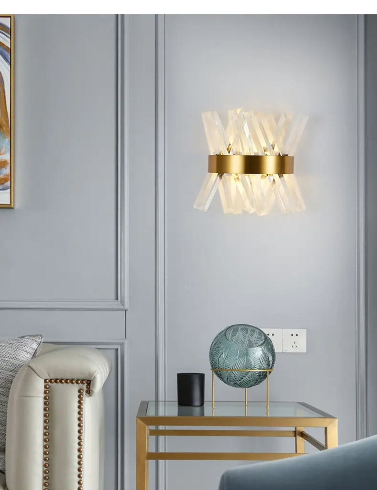 Slanted Crystal Gold Wall Lamp